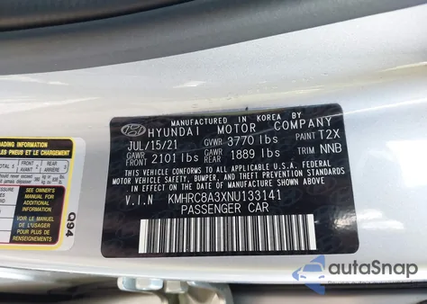 2022 Hyundai Venue Sel из США, поврежденный, VIN KMHRC8A3XNU133141